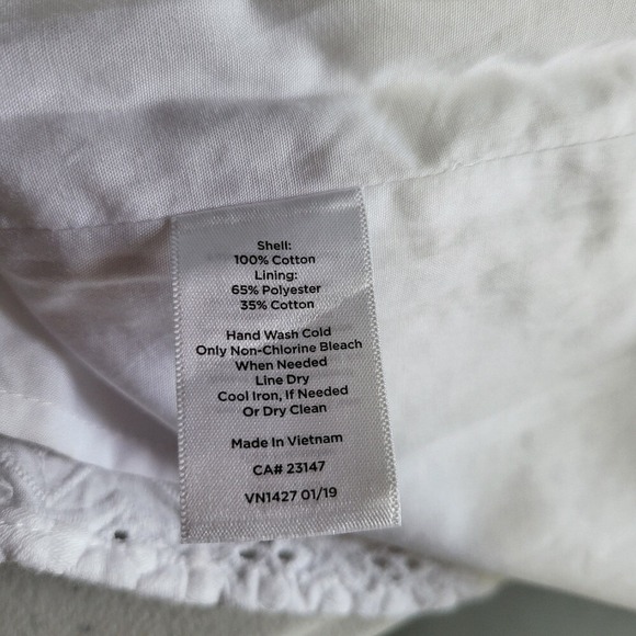 Talbots White Eyelet Tunic Women's Top Notch V-neck Cotton Relaxed Popover - Picture 5 of 7